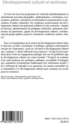 Quatrième de couverture de « DEVELOPPEMENT CULTUREL ET TERRITOIRES »