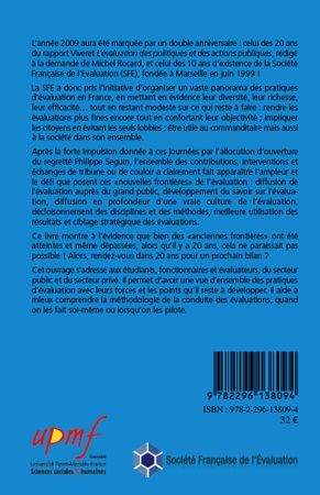 Quatrième de couverture de « LES NOUVELLES FRONTIERES DE L'EVALUATION - 1989-2009 : VINGT ANS D'EVALUATION DES POLITIQUES PUBLIQU »