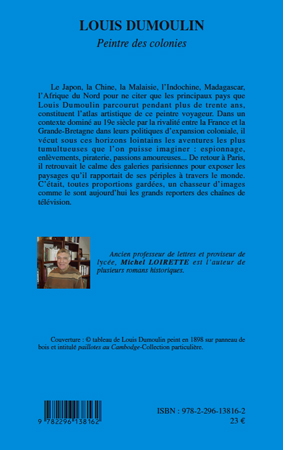 Quatrième de couverture de « LOUIS DUMOULIN - PEINTRE DES COLONIES »