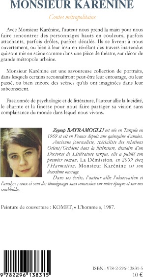 Quatrième de couverture de « MONSIEUR KARENINE - CONTES METROPOLITAINES »