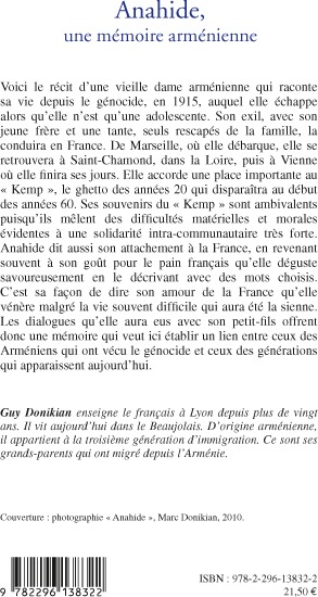 Quatrième de couverture de « ANAHIDE, UNE MEMOIRE ARMENIENNE »