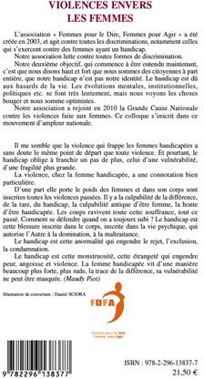 Quatrième de couverture de « VIOLENCE ENVERS LES FEMMES : LE NON DES FEMMES HANDICAPEES »