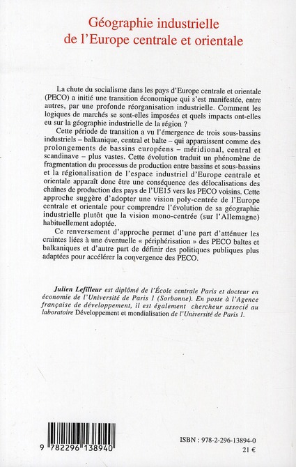 Quatrième de couverture de « GEOGRAPHIE INDUSTRIELLE DE L'EUROPE CENTRALE ET ORIENTALE »