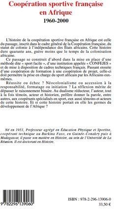 Quatrième de couverture de « COOPERATION SPORTIVE FRANCAISE EN AFRIQUE - 1960-2000 »