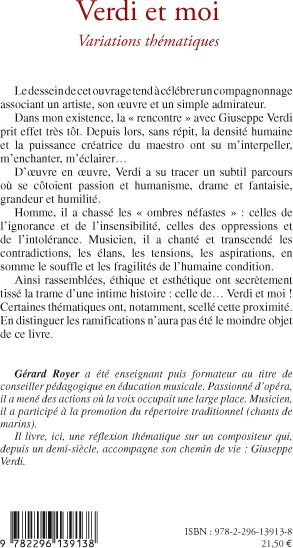 Quatrième de couverture de « VERDI ET MOI - VARIATIONS THEMATIQUES »