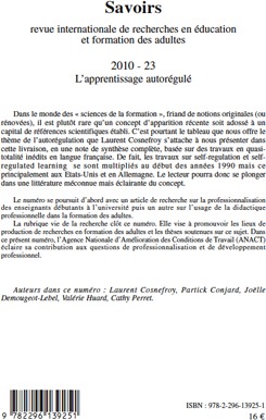 Quatrième de couverture de « L'APPRENTISSAGE AUTOREGULE - VOL23 »