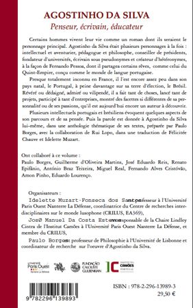 Quatrième de couverture de « AGOSTINHO DA SILVA - PENSEUR, ECRIVAIN, EDUCATEUR »
