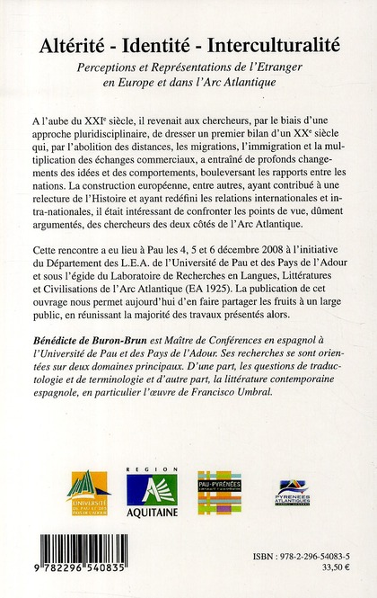 Quatrième de couverture de « ALTERITE-IDENTITE-INTERCULTURALITE (TOME 2) - VOL02 »