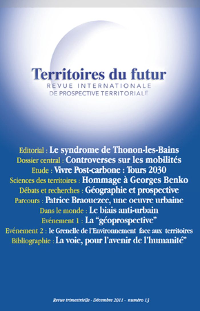 Couverture du livre « TERRITOIRES DU FUTUR - VOL13 - REVUE INTERNATIONALE DE PROSPECTIVE TERRITORIALE » de Xxx, librairie Les Contes Infusés à Corte