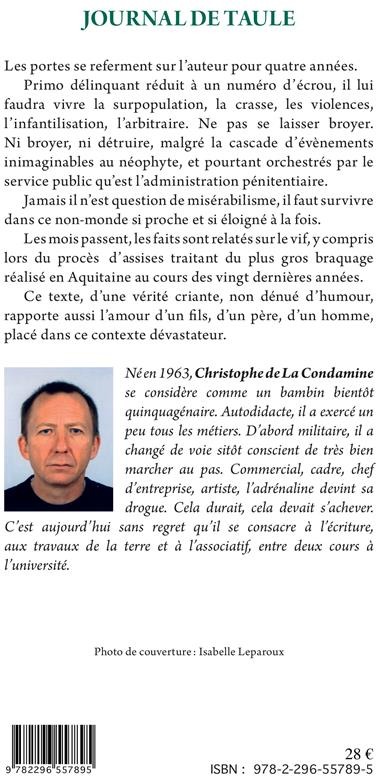 Quatrième de couverture de « JOURNAL DE TAULE »