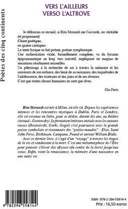 Quatrième de couverture de « VERS L'AILLEURS VERSO L'ALTROVE »