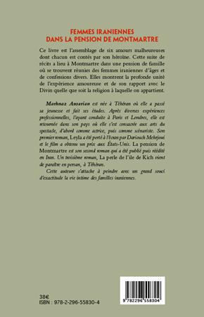 Quatrième de couverture de « FEMMES IRANIENNES DANS LA PENSION DE MONTMARTRE »
