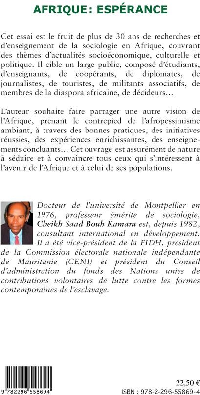 Quatrième de couverture de « AFRIQUE : ESPERANCE - ESSAI »