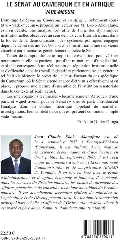 Quatrième de couverture de « LE SENAT AU CAMEROUN ET EN AFRIQUE - VADE-MECUM »