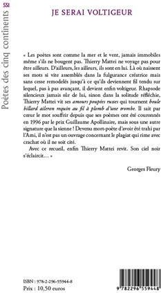 Quatrième de couverture de « JE SERAI VOLTIGEUR - SUIVI DE - RHAPSODIE »