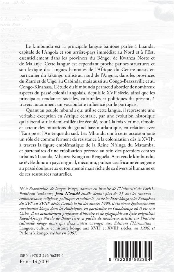 Quatrième de couverture de « PARLONS KIMBUNDU - LANGUE DE L'ANGOLA »