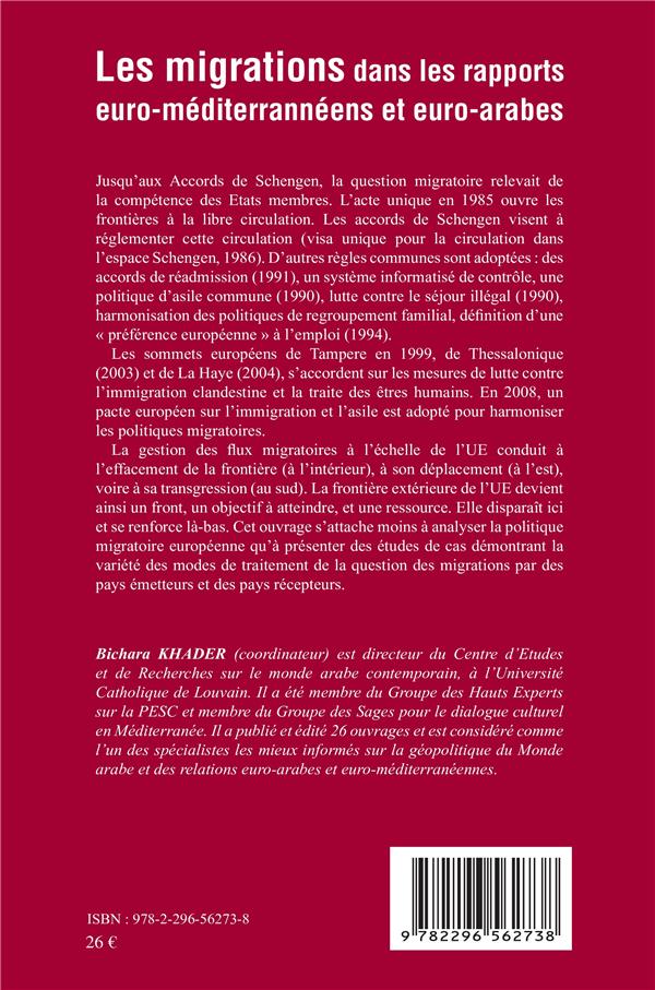 Quatrième de couverture de « LES MIGRATIONS DANS LES RAPPORTS EURO-MEDITERRANEENS ET EURO-ARABES »