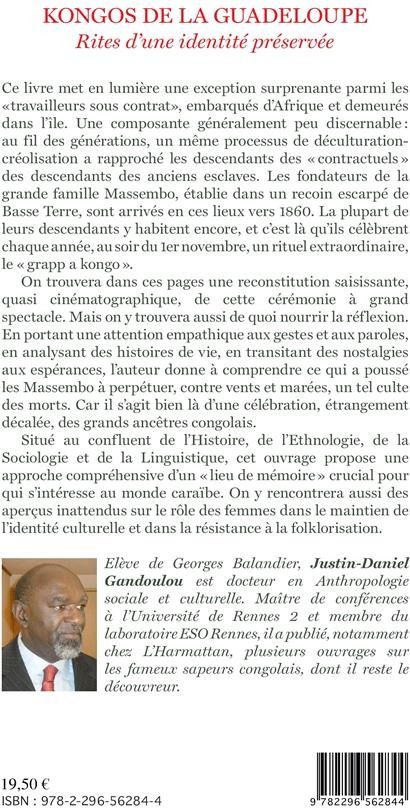 Quatrième de couverture de « KONGOS DE LA GUADELOUPE - RITES D'UNE IDENTITE PRESERVEE »