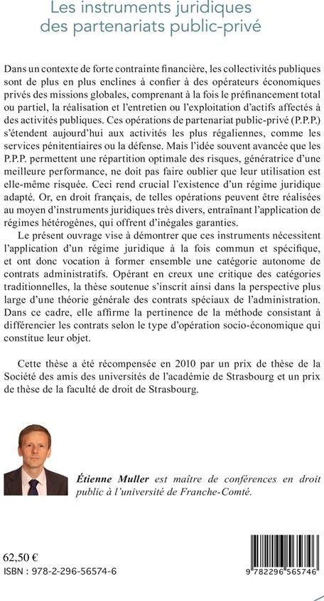 Quatrième de couverture de « LES INSTRUMENTS JURIDIQUES DES PARTENARIATS PUBLIC-PRIVE »