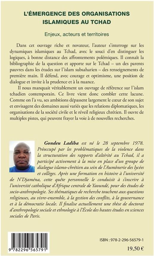 Quatrième de couverture de « L'EMERGENCE DES ORGANISATIONS ISLAMIQUES AU TCHAD »