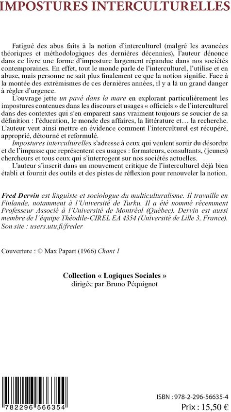 Quatrième de couverture de « IMPOSTURES INTERCULTURELLES »