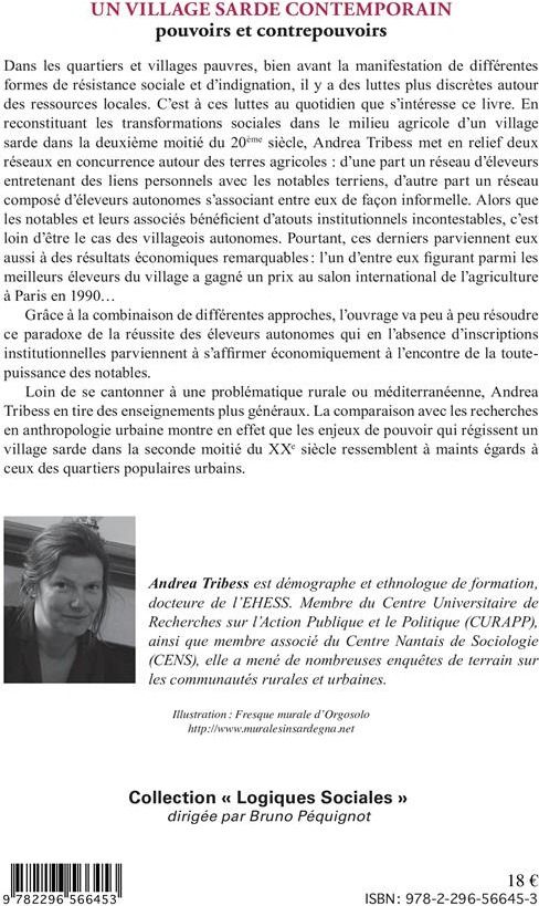 Quatrième de couverture de « UN VILLAGE SARDE CONTEMPORAIN - POUVOIRS ET CONTREPOUVOIRS »
