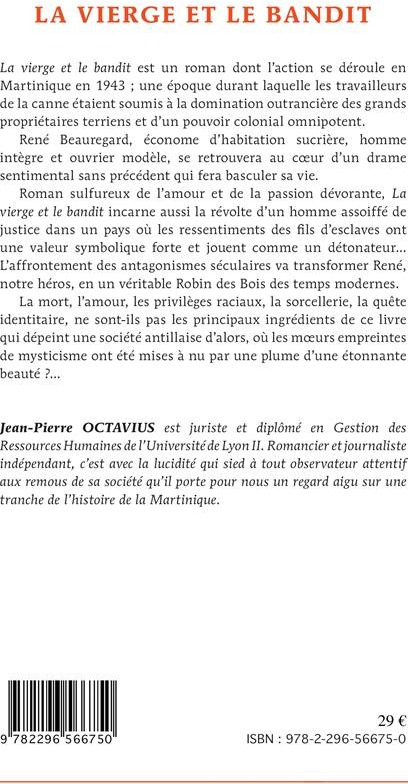 Quatrième de couverture de « LA VIERGE ET LE BANDIT »