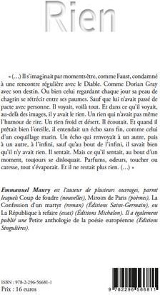 Quatrième de couverture de « RIEN »