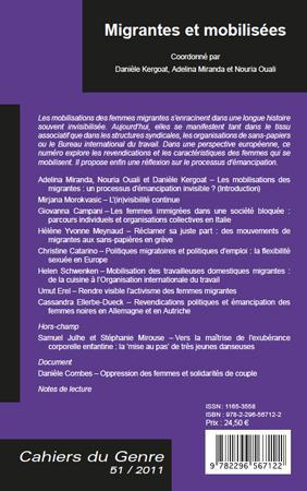 Quatrième de couverture de « MIGRANTES ET MOBILISEES - VOL51 »