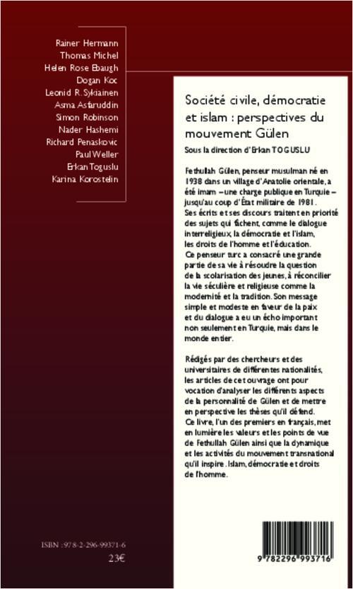 Quatrième de couverture de « SOCIETE CIVILE, DEMOCRATIE ET ISLAM : PERSPECTIVES DU MOUVEMENT GULEN »