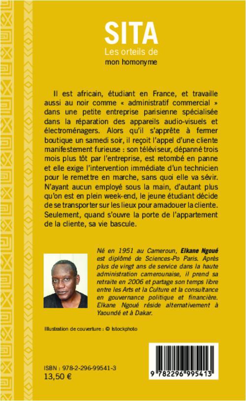 Quatrième de couverture de « SITA. LES ORTEILS DE MON HOMONYME - ROMAN »