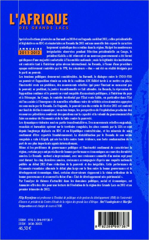 Quatrième de couverture de « L'AFRIQUE DES GRANDS LACS - ANNUAIRE 2011-2012 »