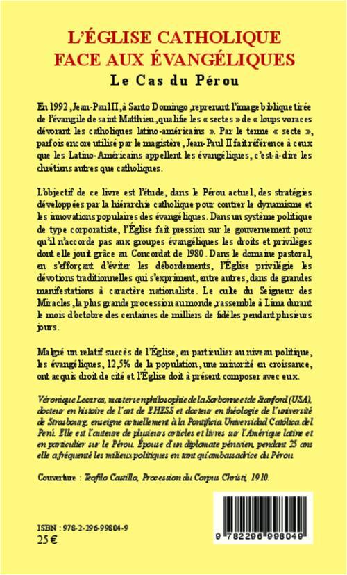 Quatrième de couverture de « EGLISE CATHOLIQUE FACE AUX EVANGELIQUES - LE CAS DU PEROU »