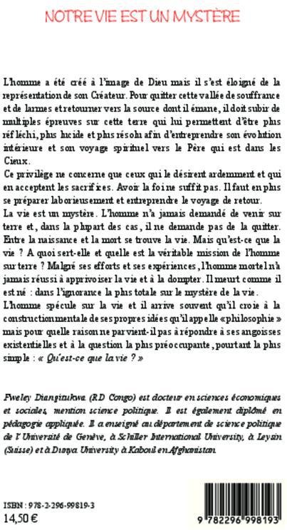 Quatrième de couverture de « NOTRE VIE EST UN MYSTERE - CETTE CHAMBRE-LA, MAY »