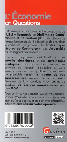 Quatrième de couverture de « L'ECONOMIE EN QUESTIONS - PROGRAMME DCG 5 »