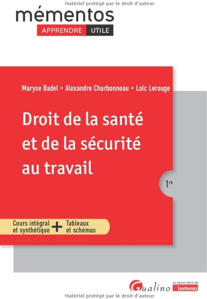 Couverture du livre « Droit de la santé et de la sécurité au travail : cours intégral et synthétique + tableaux et schémas » de Maryse Badel, librairie Les Contes Infusés à Corte