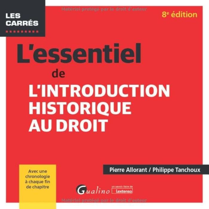 Couverture du livre « L'essentiel de l'introduction historique au droit » de Pierre Allorant, librairie Les Contes Infusés à Corte