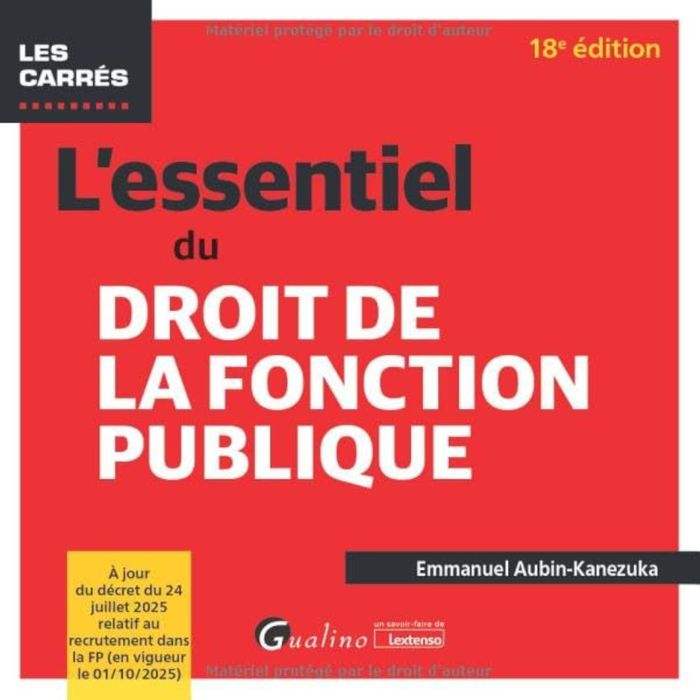 Couverture du livre « L'essentiel du droit de la fonction publique » de Emmanuel Aubin-Kanezuka, librairie Les Contes Infusés à Corte