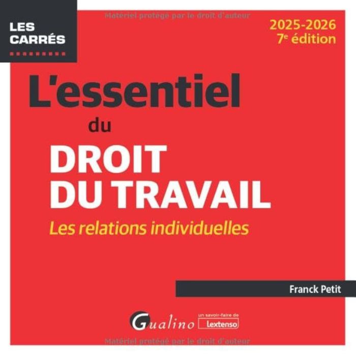 Couverture du livre « L'essentiel du droit du travail : les relations individuelles » de Franck Petit, librairie Les Contes Infusés à Corte