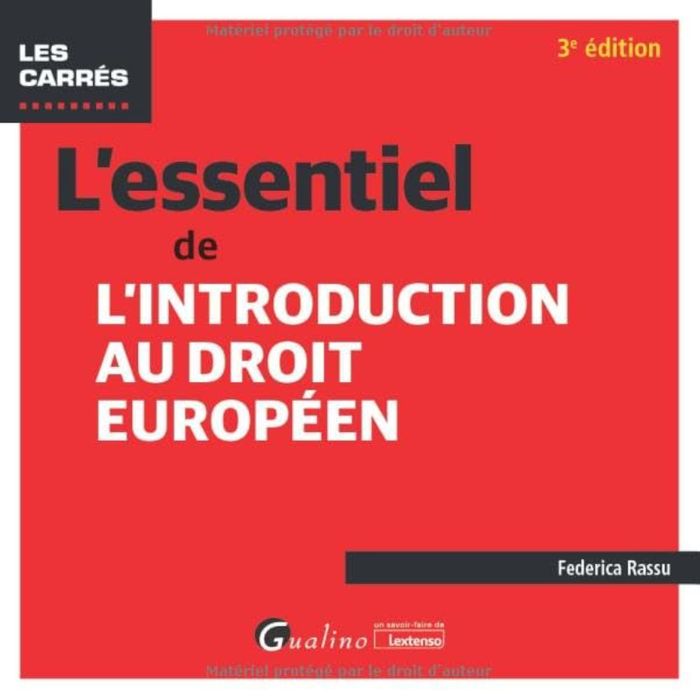 Couverture du livre « L'essentiel de l'introduction au droit européen » de Federica Rassu, librairie Les Contes Infusés à Corte
