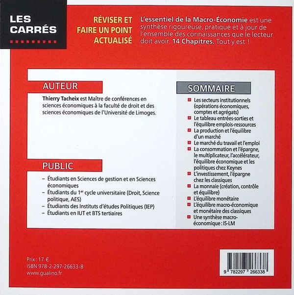 Quatrième de couverture de « L'essentiel de la macro-économie »