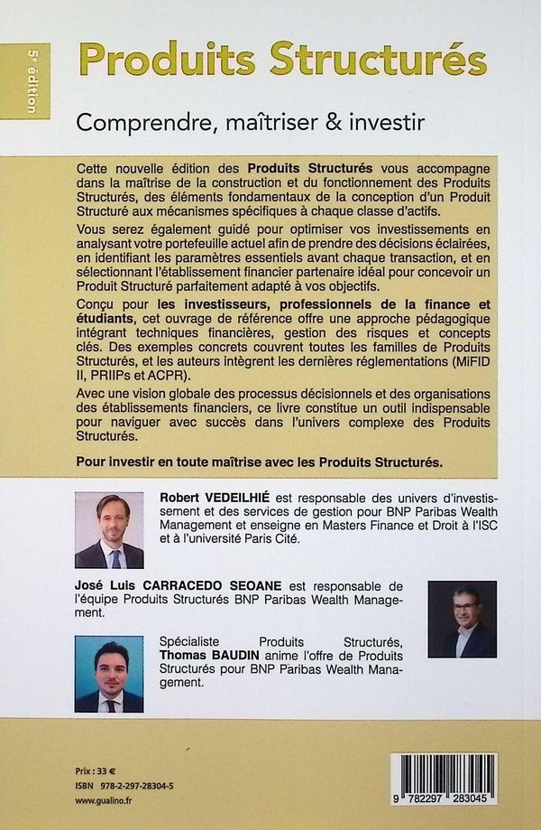 Quatrième de couverture de « Produits structurés : comprendre, maîtriser & investir »