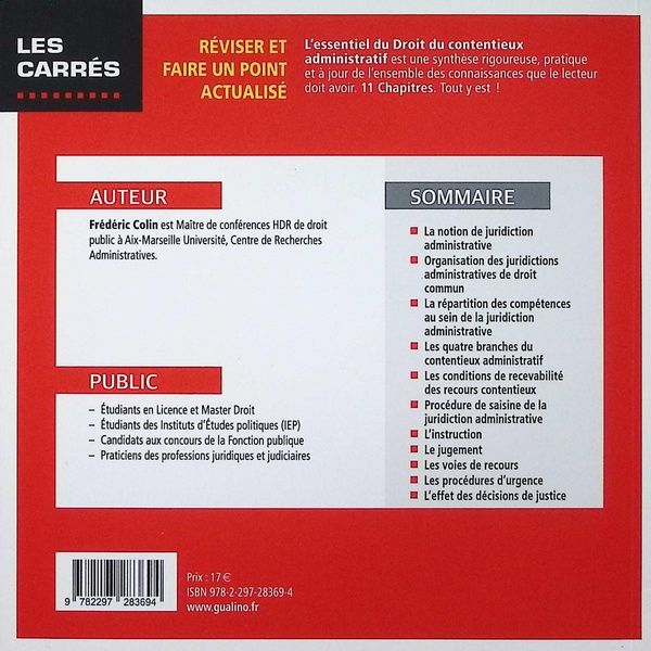 Quatrième de couverture de « L'essentiel du droit du contentieux administratif »