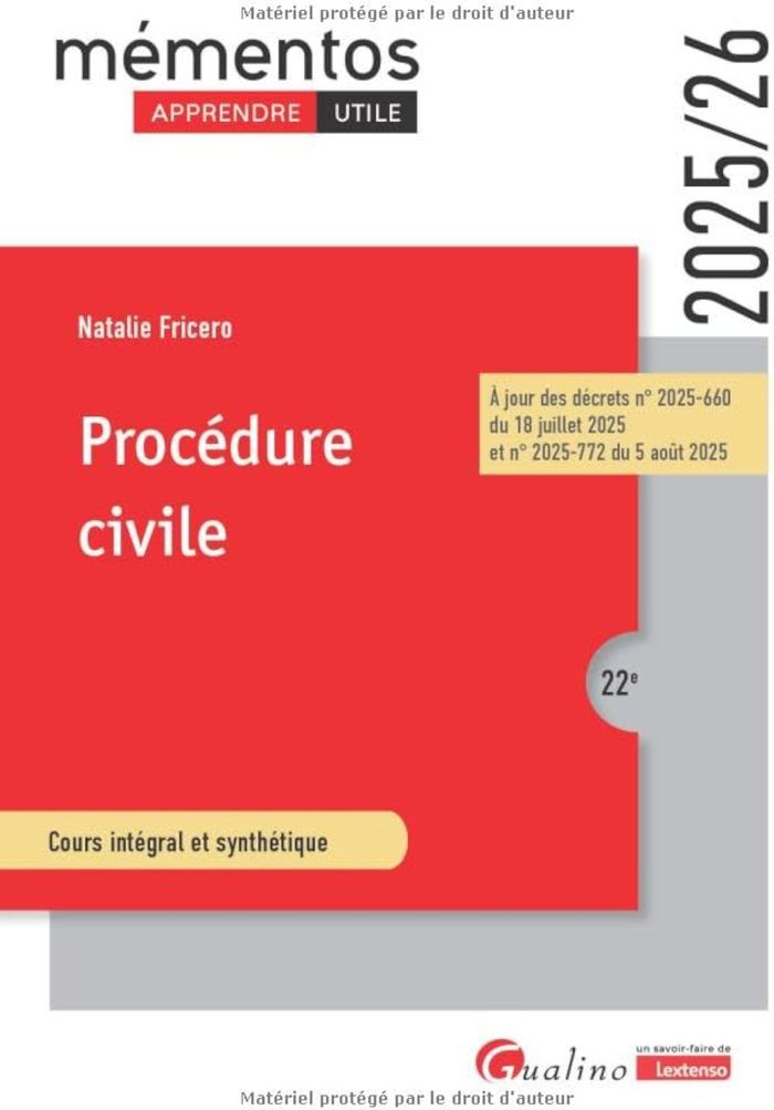 Couverture du livre « Procédure civile : cours intégral et synthétique » de Natalie Fricero, librairie Les Contes Infusés à Corte