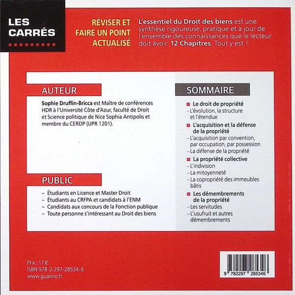 Quatrième de couverture de « L'essentiel du droit des biens »