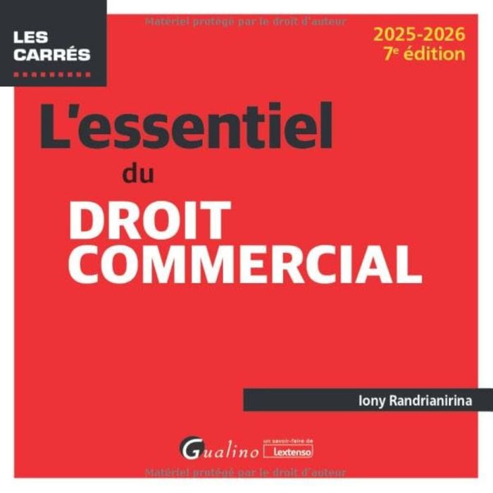 Couverture du livre « L'essentiel du droit commercial » de Iony Randrianirina, librairie Les Contes Infusés à Corte