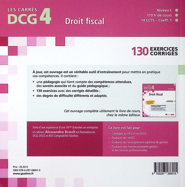 Quatrième de couverture de « Droit fiscal : 130 exercices corrigés »