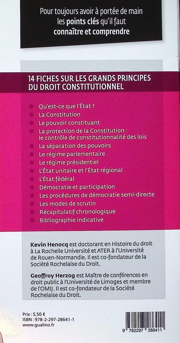 Quatrième de couverture de « Grands principes du droit constitutionnel : une présentation de la Constitution, de la démocratie et de l'exercice du pouvoir »