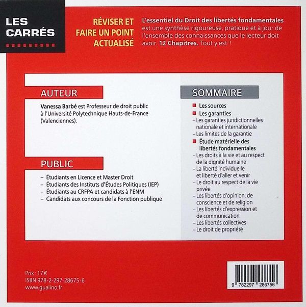 Quatrième de couverture de « L'essentiel du droit des libertés fondamentales »