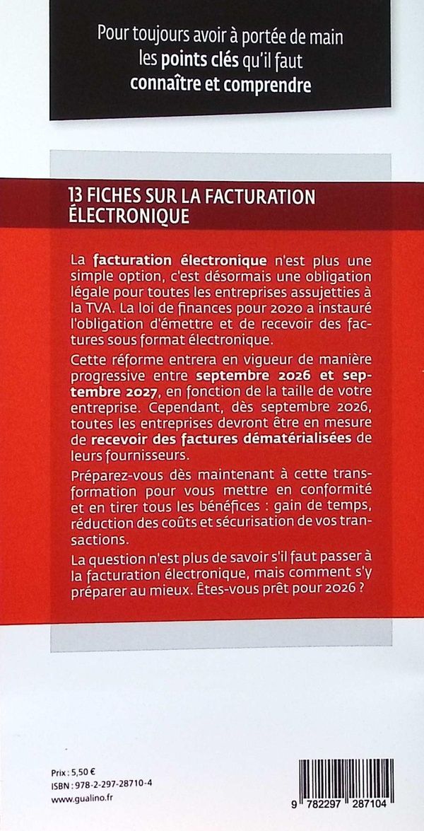 Quatrième de couverture de « La facturation électronique : guide pratique pour anticiper la transition numérique »
